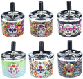 Rotary Ashtray with Day of the Dead Skull Designs - 6 Styles