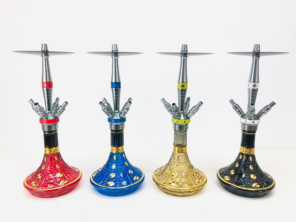 Glass Hookah Set - 4 Colours with Gold Dots