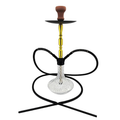 Carved Glass Hookah with Dual Hoses - Gold