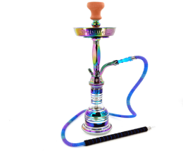 Rainbow Gradient Metal Hookah with Silicone Hose