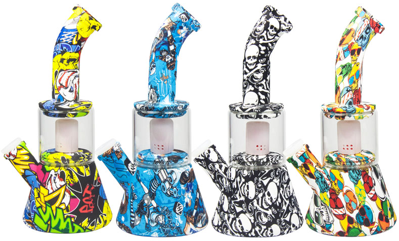 Silicone Sleeve Glass Hookah - 4 Designs