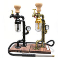 Steampunk Metal Hookah with Pressure Gauge - Black & Brass