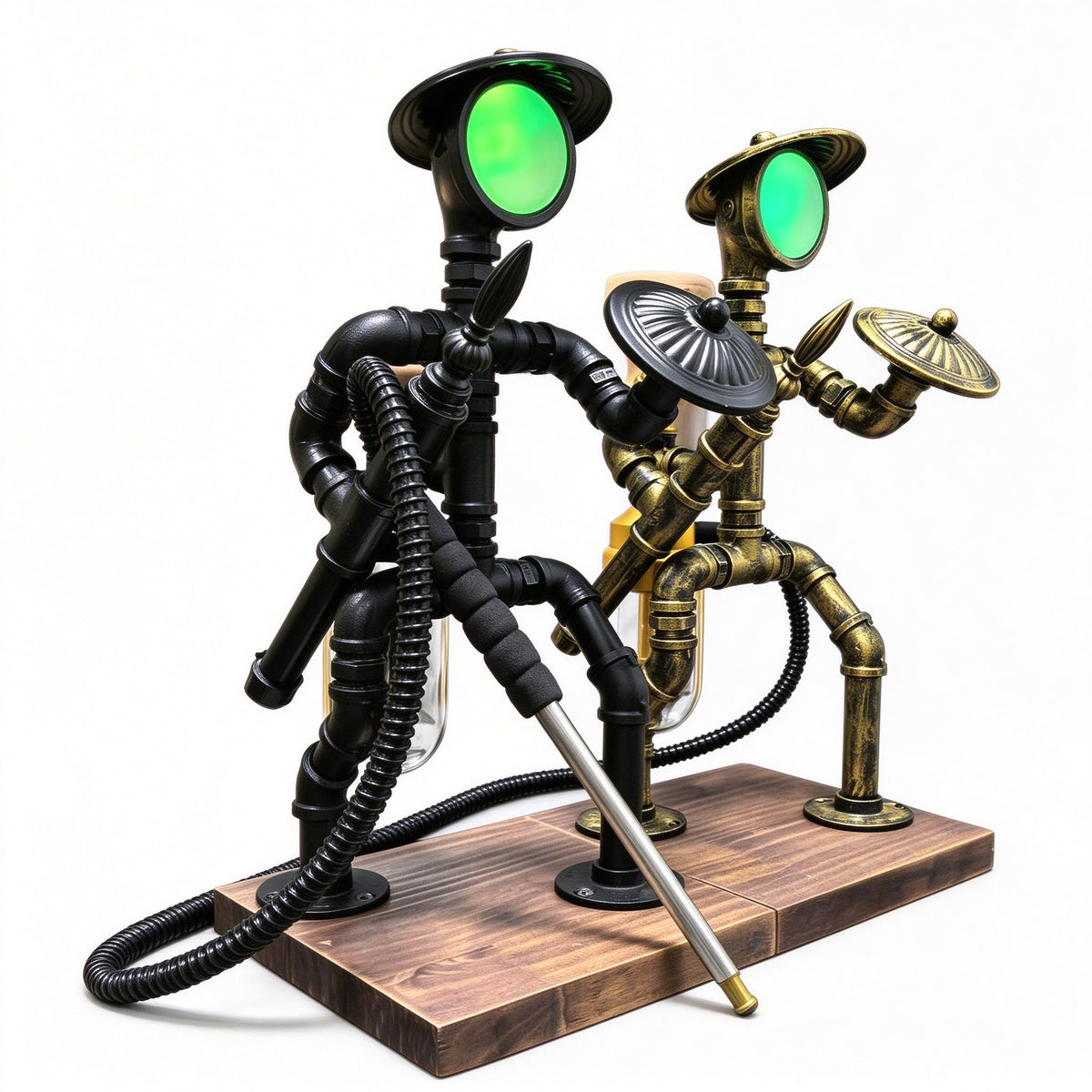 Steampunk Robot Figurine Hookah - Black & Brass