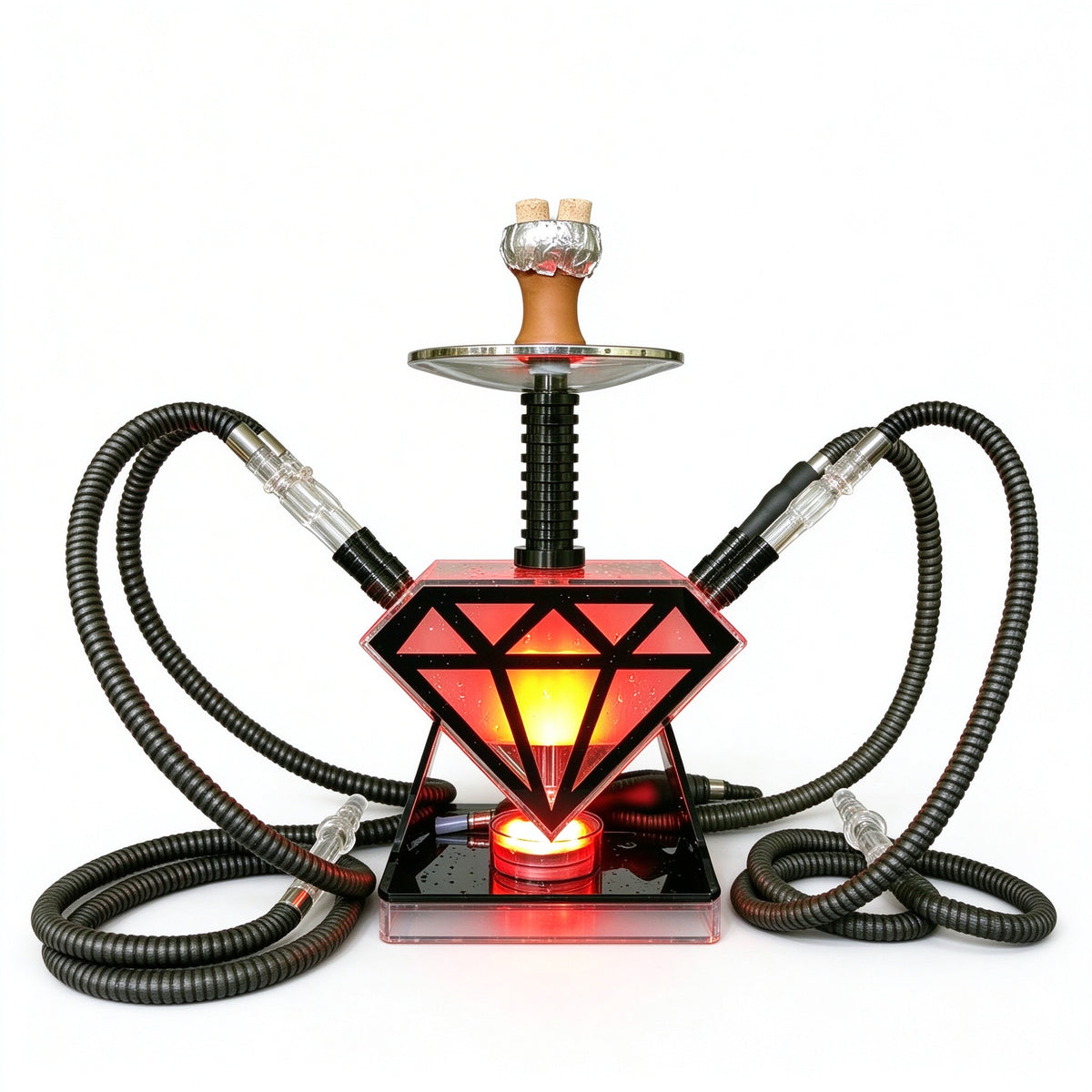 Diamond Shape Hookah with Red Glow - WOY