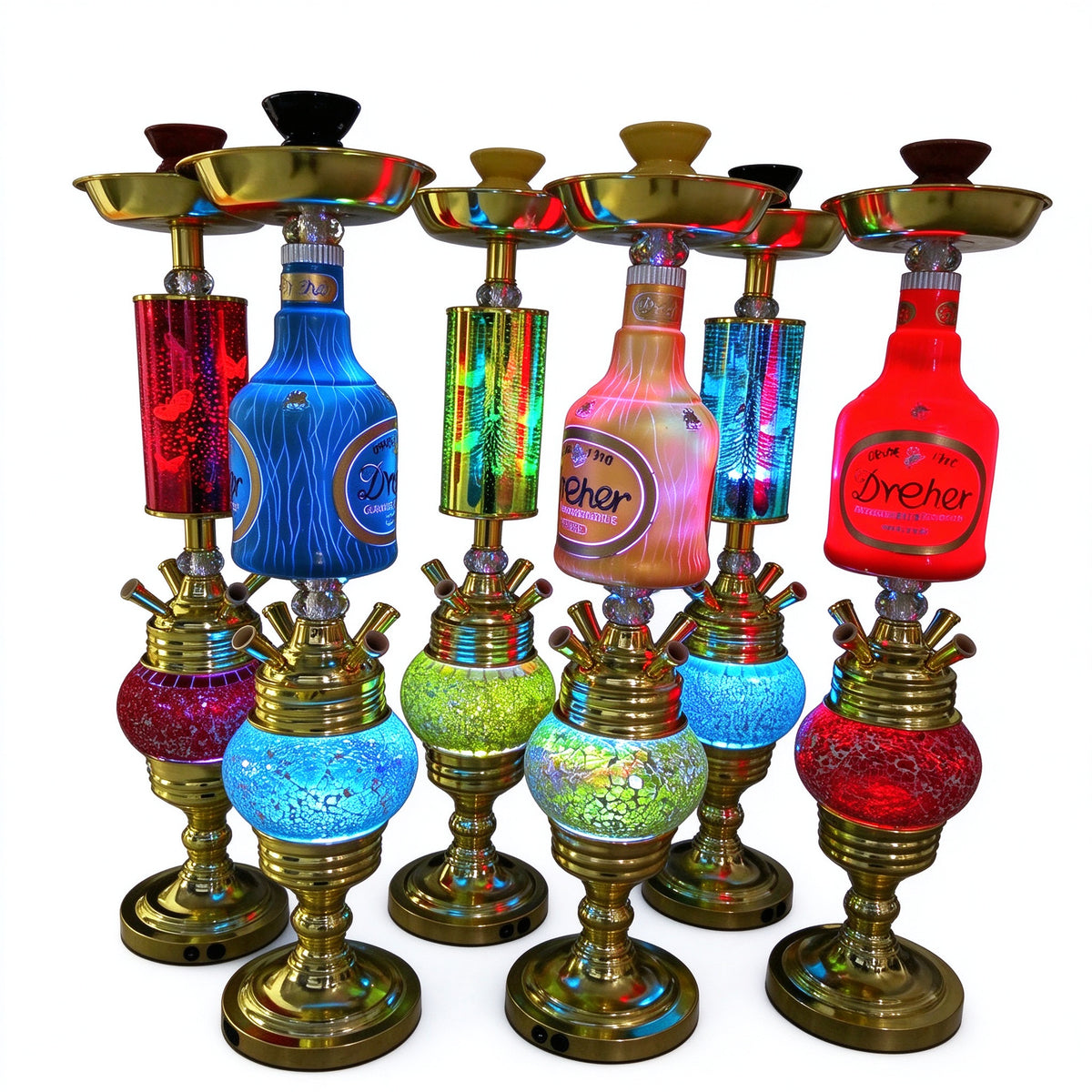 Vintage Style Colourful Glass Hookah Set