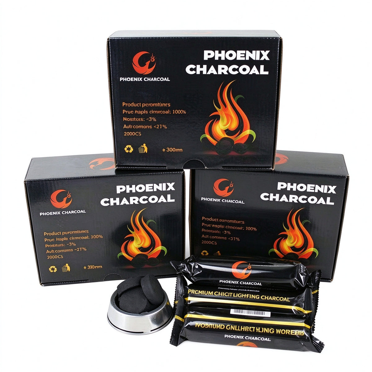 PHOENIX Premium Quick Lighting Apple Charcoal - 3 Boxes